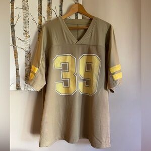 Urban Outfitters mesh football jersey tan and yellow XL